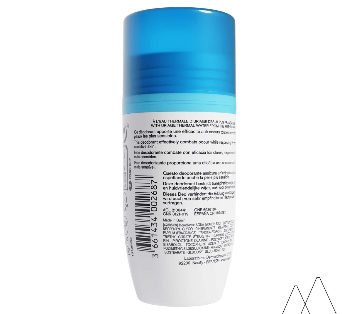 Uriage Deodorant Douceur Gentle Roll-On 50ml deodorant roll-on back of pack